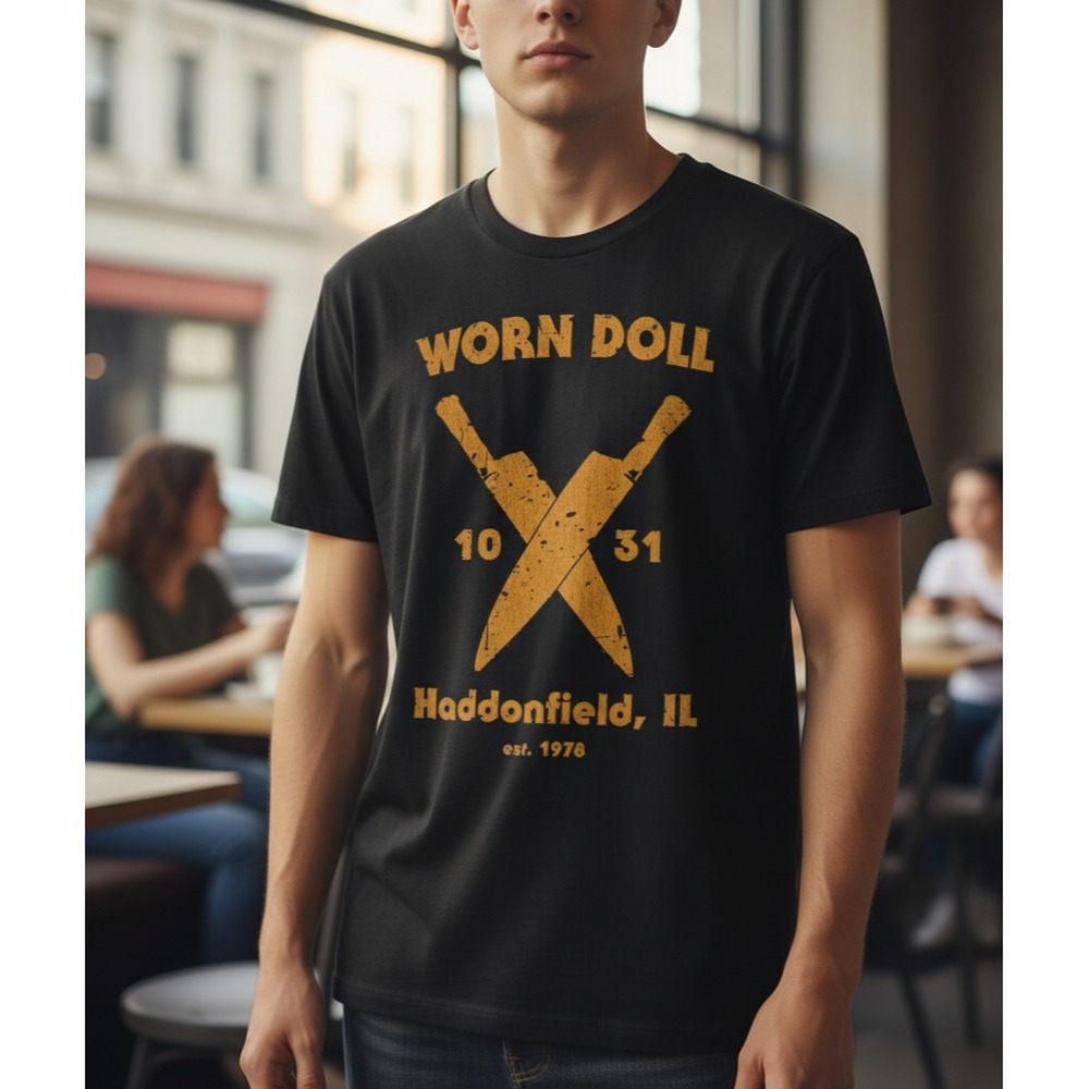 Worn Doll‎ Michael Myers Halloween T-Shirt Mens M Haddonfield IL Horror Gothic